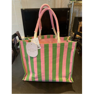Women's Winners Shopper Tote Bag One Size Green Pink Striped